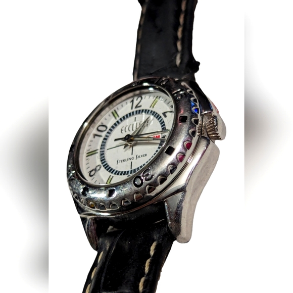 ECCLISSI 925 Sterling SILVET & Leather Watch Model Number 23580 - Picture 2 of 11